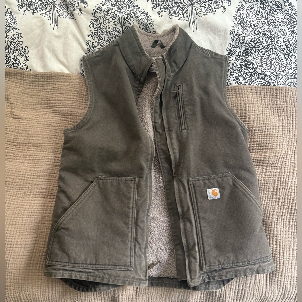 Carhartt Relaxed Fit Washed Duck Sherpa Lined Mock Neck Vest